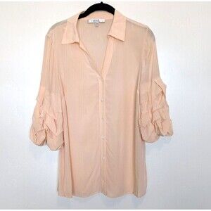 Badgley Mischka Womens Silk Blouse Peach Size 6